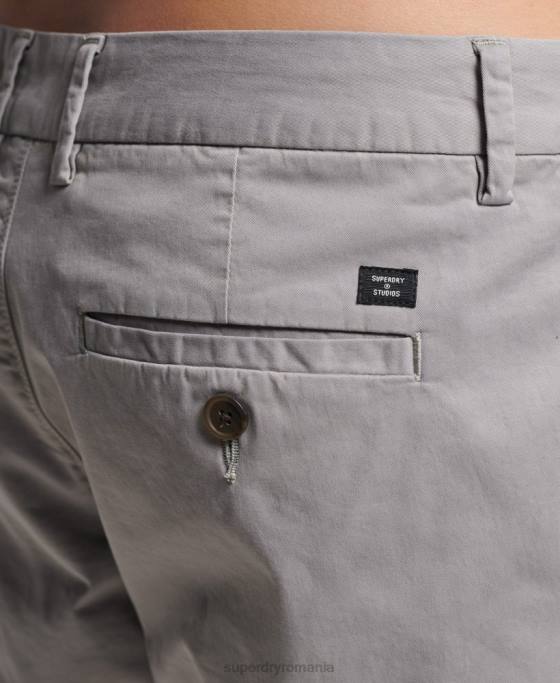 Superdry pantaloni scurți chino din bumbac organic îmbrăcăminte gri deschis bărbați JX0Z349