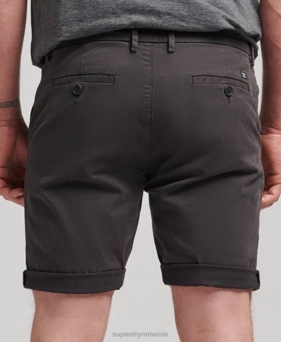 Superdry pantaloni scurți chino din bumbac organic îmbrăcăminte negru bărbați JX0Z348