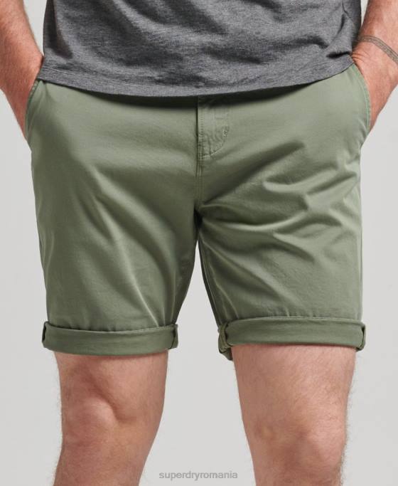 Superdry pantaloni scurți chino din bumbac organic îmbrăcăminte verde bărbați JX0Z314