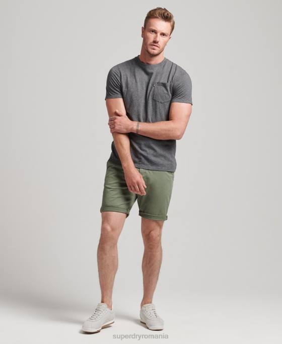 Superdry pantaloni scurți chino din bumbac organic îmbrăcăminte verde bărbați JX0Z314