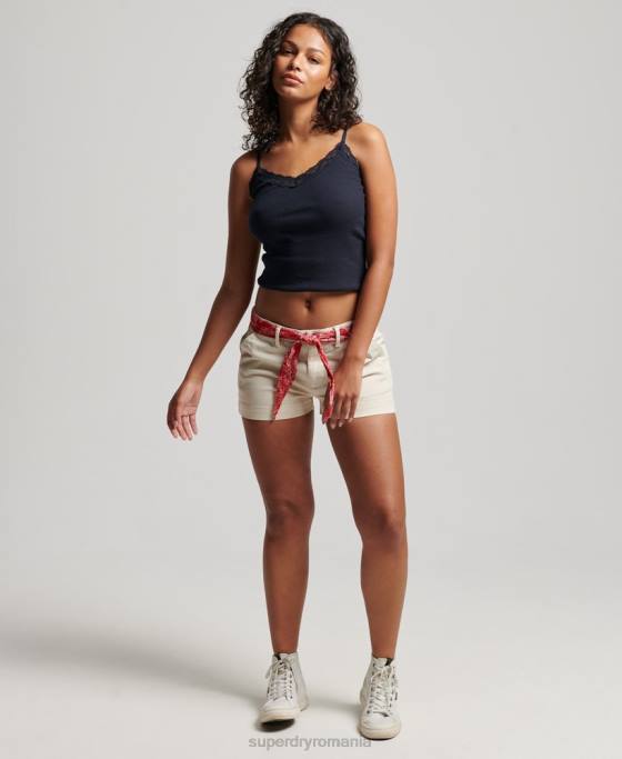 Superdry pantaloni scurți chino fierbinți îmbrăcăminte cremă femei JX0Z2177