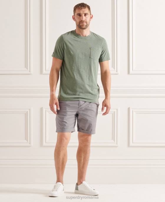 Superdry pantaloni scurți chino pentru hârtie îmbrăcăminte gri deschis bărbați JX0Z6493