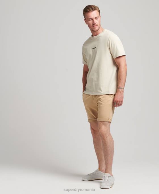 Superdry pantaloni scurți chino studios din bumbac organic îmbrăcăminte bej bărbați JX0Z305