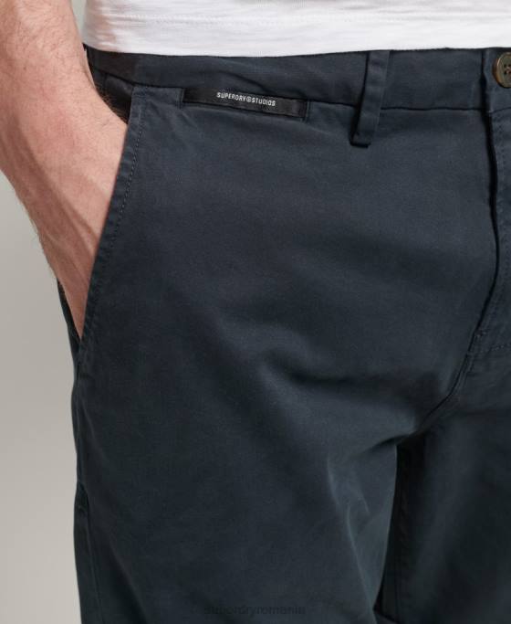 Superdry pantaloni scurți chino studios din bumbac organic îmbrăcăminte marina bărbați JX0Z346