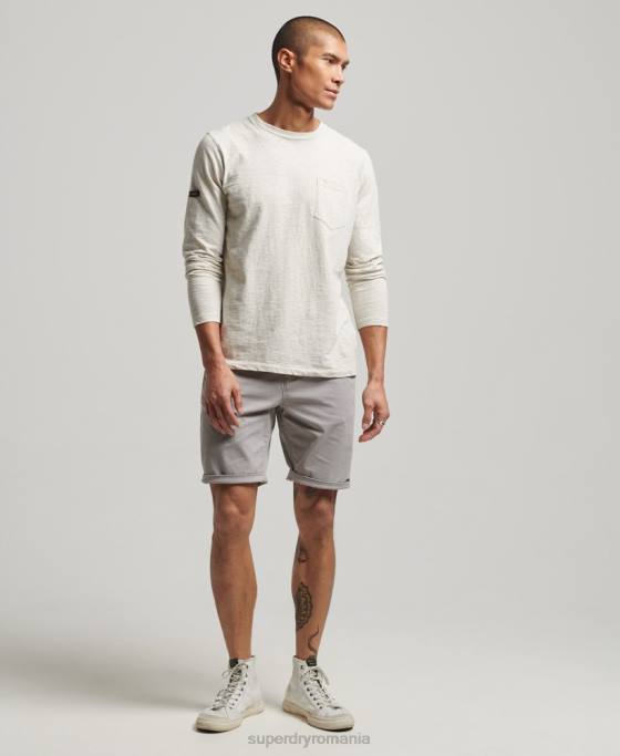Superdry pantaloni scurți chino îmbrăcăminte gri deschis bărbați JX0Z253