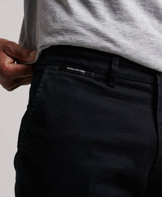 Superdry pantaloni scurți chino îmbrăcăminte negru bărbați JX0Z255