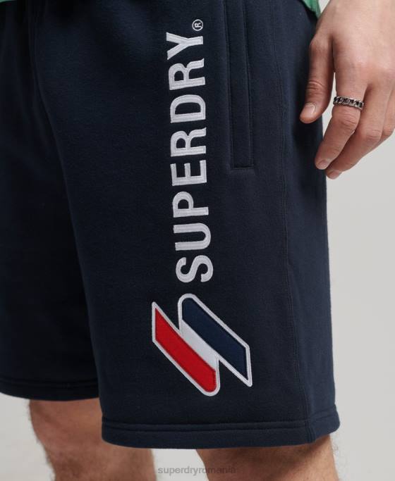 Superdry pantaloni scurți cu aplicare cod îmbrăcăminte marina bărbați JX0Z380