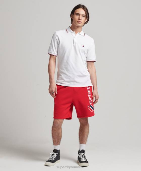 Superdry pantaloni scurți cu aplicare cod îmbrăcăminte roșu bărbați JX0Z366