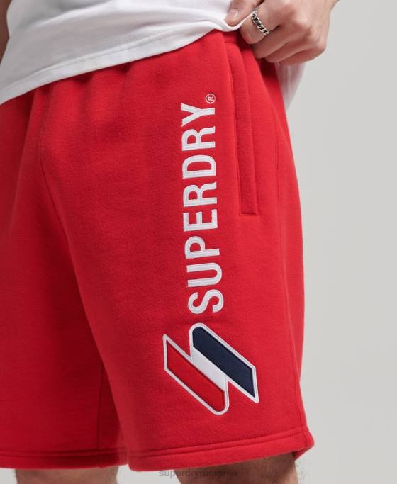 Superdry pantaloni scurți cu aplicare cod îmbrăcăminte roșu bărbați JX0Z366
