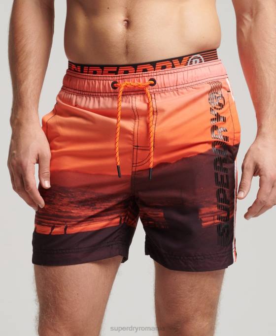 Superdry pantaloni scurți de baie de volei de stat îmbrăcăminte portocale bărbați JX0Z438