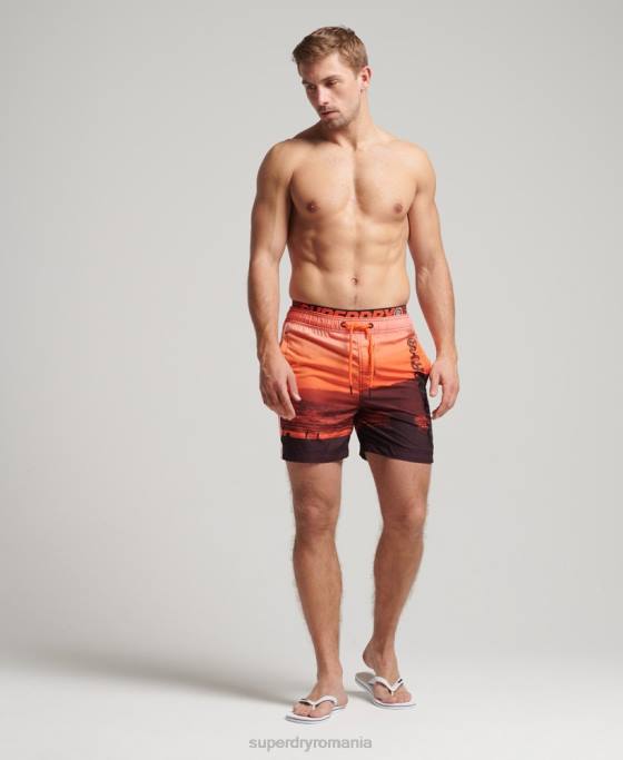 Superdry pantaloni scurți de baie de volei de stat îmbrăcăminte portocale bărbați JX0Z438