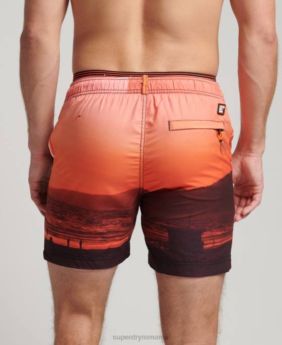 Superdry pantaloni scurți de baie de volei de stat îmbrăcăminte portocale bărbați JX0Z438