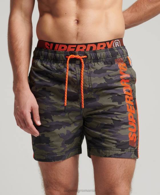 Superdry pantaloni scurți de baie de volei de stat îmbrăcăminte verde bărbați JX0Z447