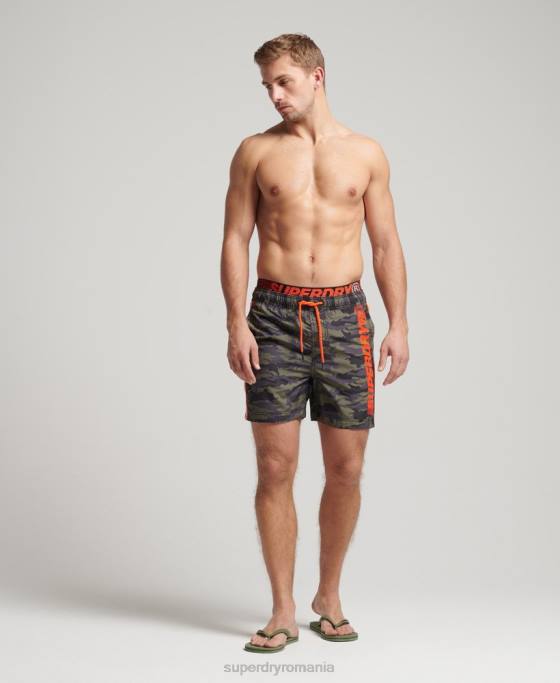 Superdry pantaloni scurți de baie de volei de stat îmbrăcăminte verde bărbați JX0Z447
