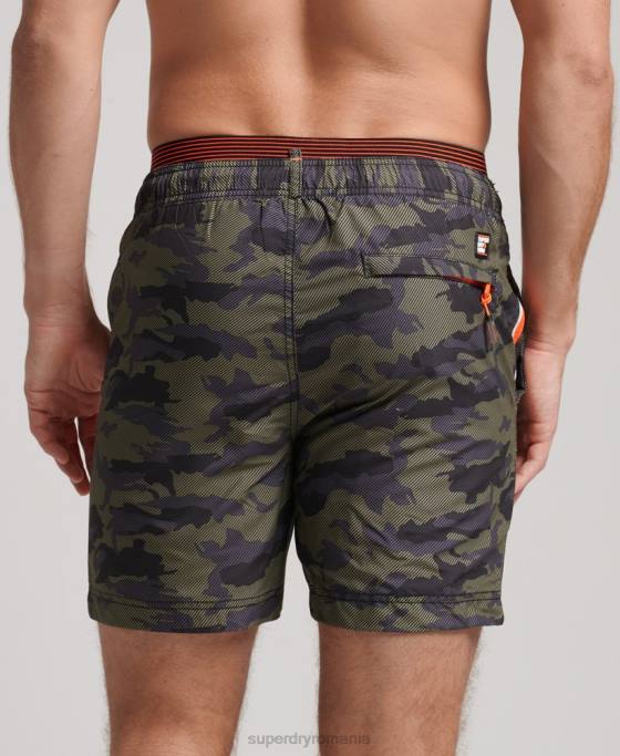 Superdry pantaloni scurți de baie de volei de stat îmbrăcăminte verde bărbați JX0Z447
