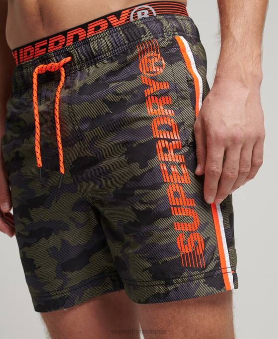 Superdry pantaloni scurți de baie de volei de stat îmbrăcăminte verde bărbați JX0Z447