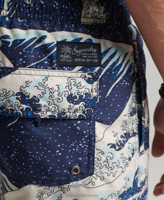 Superdry pantaloni scurți de baie hawaiani reciclați îmbrăcăminte albastru bărbați JX0Z96