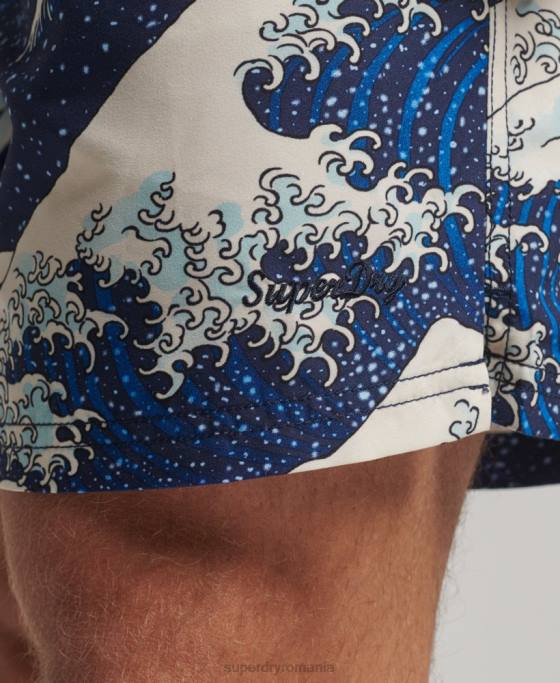 Superdry pantaloni scurți de baie hawaiani reciclați îmbrăcăminte albastru bărbați JX0Z96