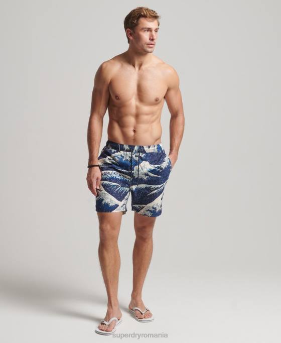 Superdry pantaloni scurți de baie hawaiani reciclați îmbrăcăminte albastru bărbați JX0Z96