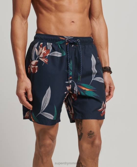 Superdry pantaloni scurți de baie hawaiani reciclați îmbrăcăminte marina bărbați JX0Z40