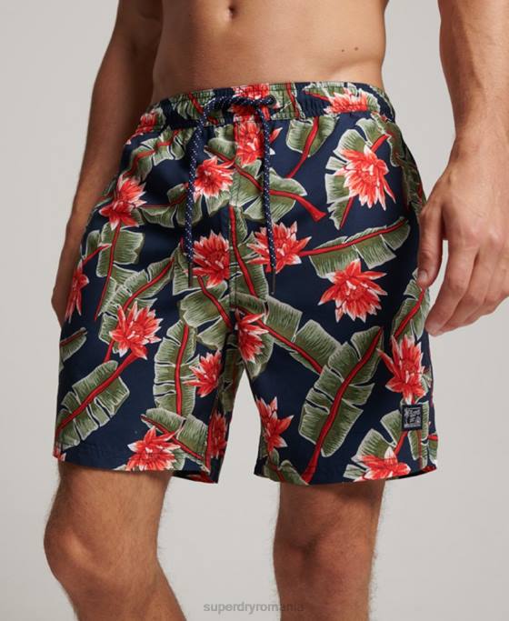 Superdry pantaloni scurți de baie hawaiani reciclați îmbrăcăminte marina bărbați JX0Z404
