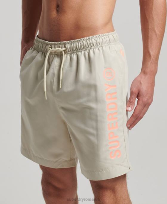 Superdry pantaloni scurți de baie reciclați core sport de 17 inchi îmbrăcăminte bej bărbați JX0Z403