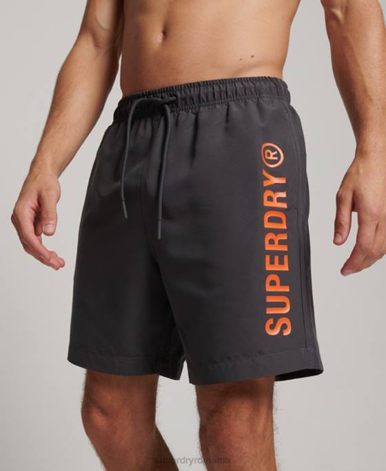 Superdry pantaloni scurți de baie reciclați core sport de 17 inchi îmbrăcăminte gri inchis bărbați JX0Z385
