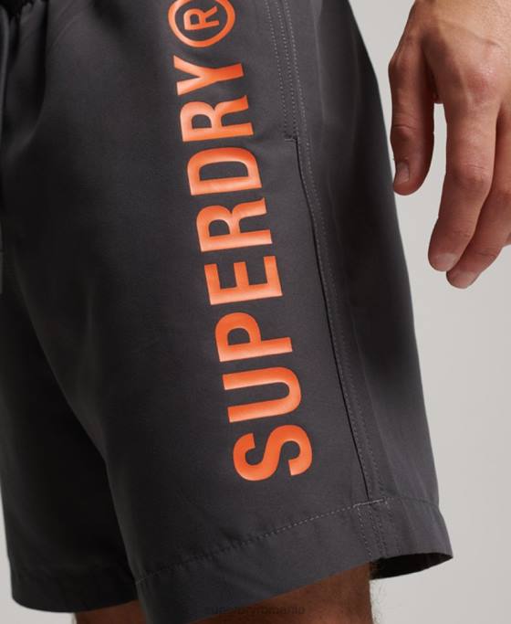 Superdry pantaloni scurți de baie reciclați core sport de 17 inchi îmbrăcăminte gri inchis bărbați JX0Z385