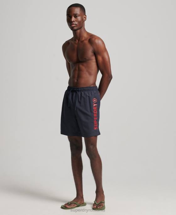 Superdry pantaloni scurți de baie reciclați core sport de 17 inchi îmbrăcăminte marina bărbați JX0Z392