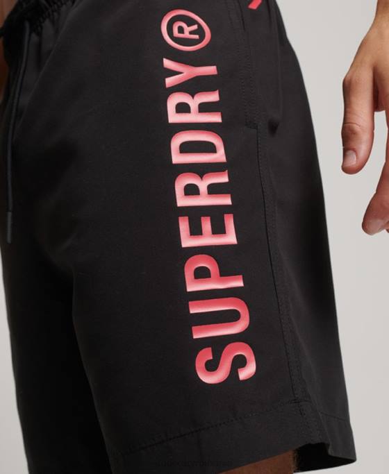 Superdry pantaloni scurți de baie reciclați core sport de 17 inchi îmbrăcăminte negru bărbați JX0Z399
