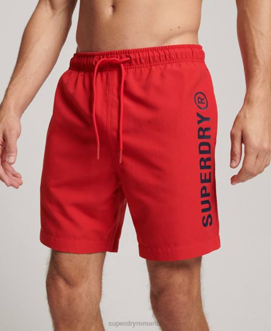 Superdry pantaloni scurți de baie reciclați core sport de 17 inchi îmbrăcăminte roșu bărbați JX0Z396