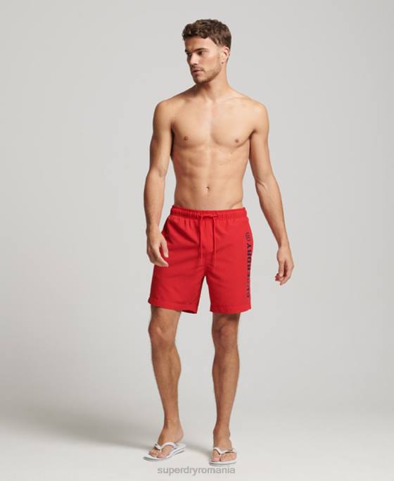 Superdry pantaloni scurți de baie reciclați core sport de 17 inchi îmbrăcăminte roșu bărbați JX0Z396