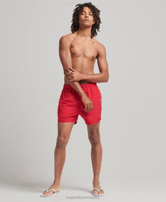 Superdry pantaloni scurți de baie reciclați cu bandă de 15 inch îmbrăcăminte roșu bărbați JX0Z451