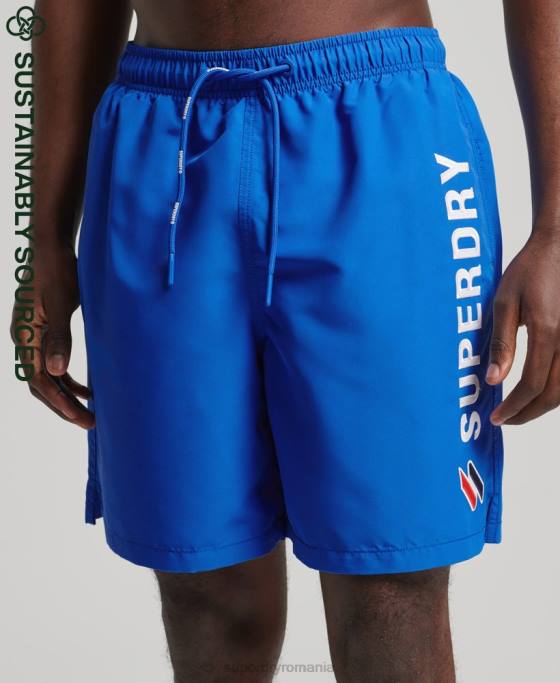 Superdry pantaloni scurți de baie reciclați de 19 inchi aplicați îmbrăcăminte albastru bărbați JX0Z433