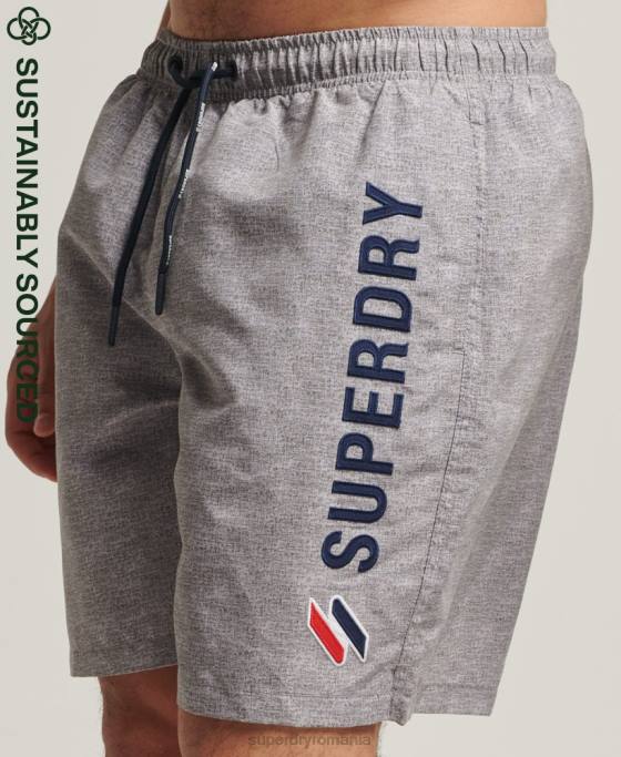 Superdry pantaloni scurți de baie reciclați de 19 inchi aplicați îmbrăcăminte gri deschis bărbați JX0Z428