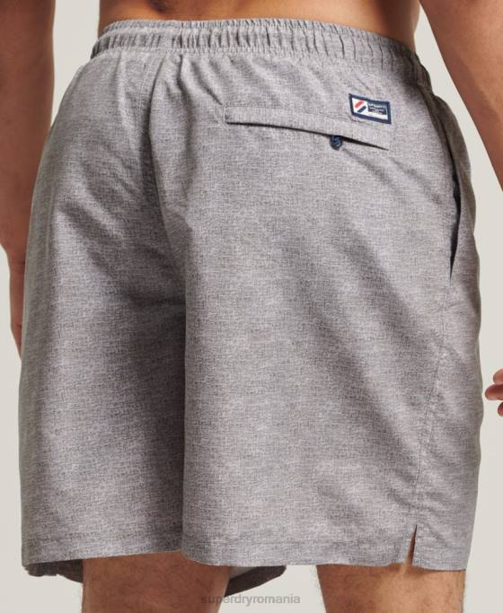 Superdry pantaloni scurți de baie reciclați de 19 inchi aplicați îmbrăcăminte gri deschis bărbați JX0Z428
