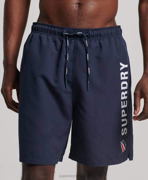 Superdry pantaloni scurți de baie reciclați de 19 inchi aplicați îmbrăcăminte marina bărbați JX0Z409