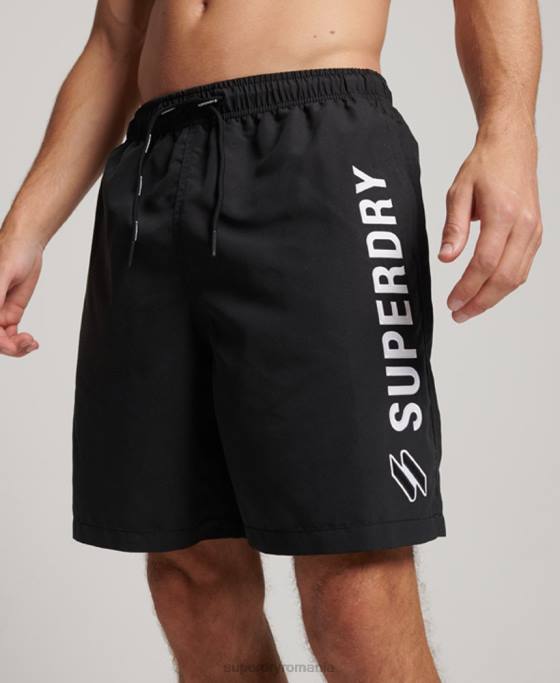 Superdry pantaloni scurți de baie reciclați de 19 inchi aplicați îmbrăcăminte negru bărbați JX0Z406