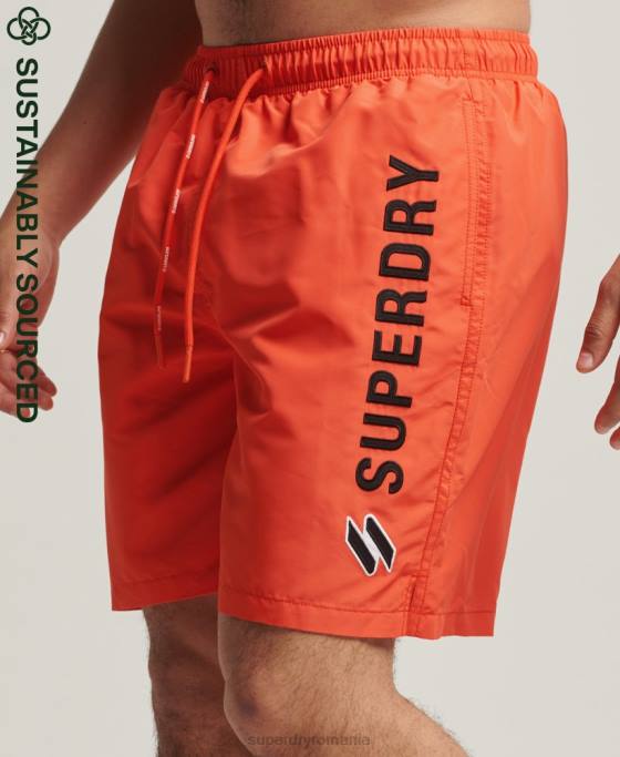 Superdry pantaloni scurți de baie reciclați de 19 inchi aplicați îmbrăcăminte portocale bărbați JX0Z430