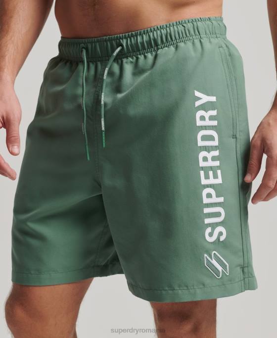 Superdry pantaloni scurți de baie reciclați de 19 inchi aplicați îmbrăcăminte verde bărbați JX0Z56
