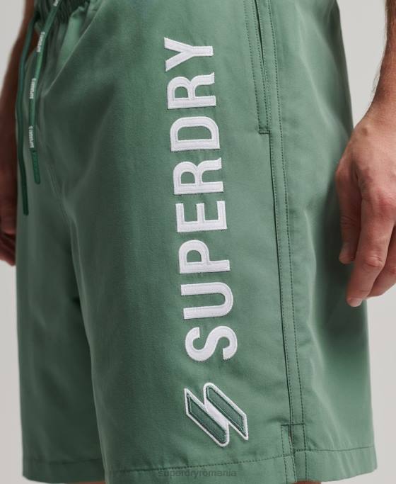Superdry pantaloni scurți de baie reciclați de 19 inchi aplicați îmbrăcăminte verde bărbați JX0Z56