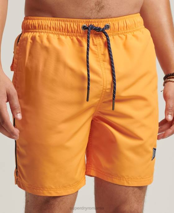 Superdry pantaloni scurți de baie reciclați de varsity vintage îmbrăcăminte aur bărbați JX0Z427