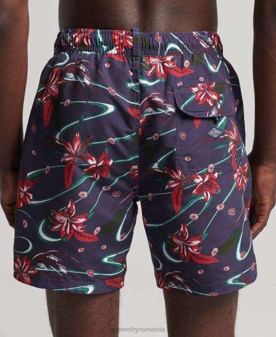 Superdry pantaloni scurți de baie reciclați hawaian vintage îmbrăcăminte marina bărbați JX0Z410