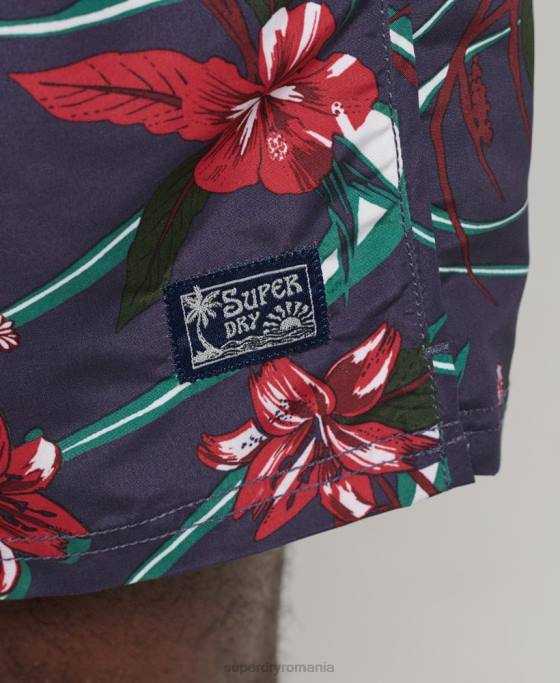 Superdry pantaloni scurți de baie reciclați hawaian vintage îmbrăcăminte marina bărbați JX0Z410