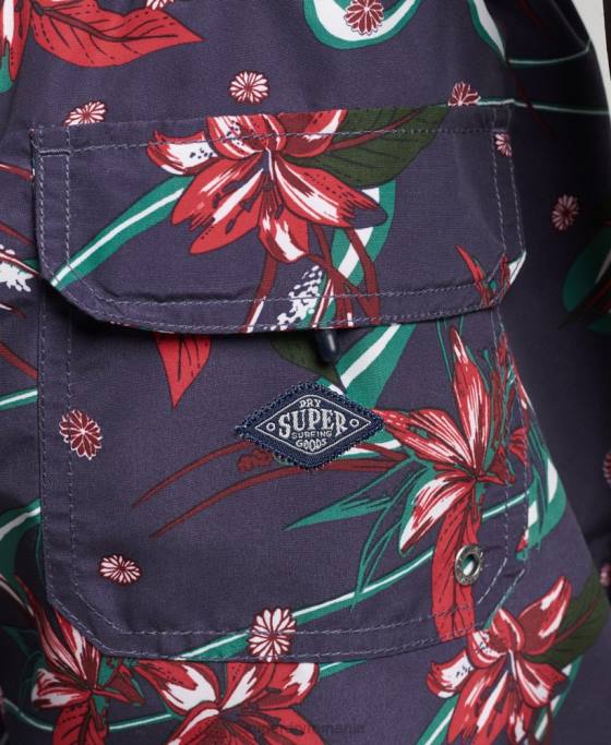 Superdry pantaloni scurți de baie reciclați hawaian vintage îmbrăcăminte marina bărbați JX0Z410