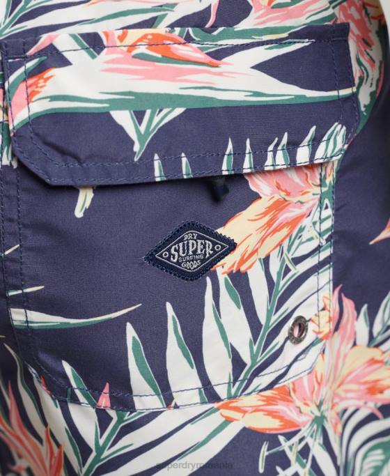 Superdry pantaloni scurți de baie reciclați hawaian vintage îmbrăcăminte marina bărbați JX0Z411