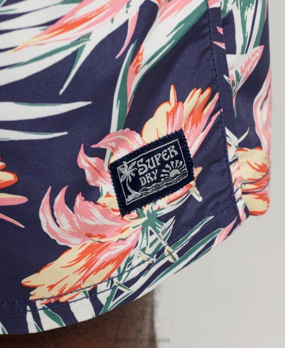Superdry pantaloni scurți de baie reciclați hawaian vintage îmbrăcăminte marina bărbați JX0Z411