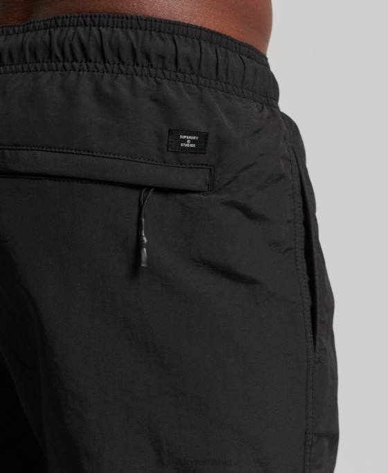 Superdry pantaloni scurți de baie reciclați studios îmbrăcăminte negru bărbați JX0Z440