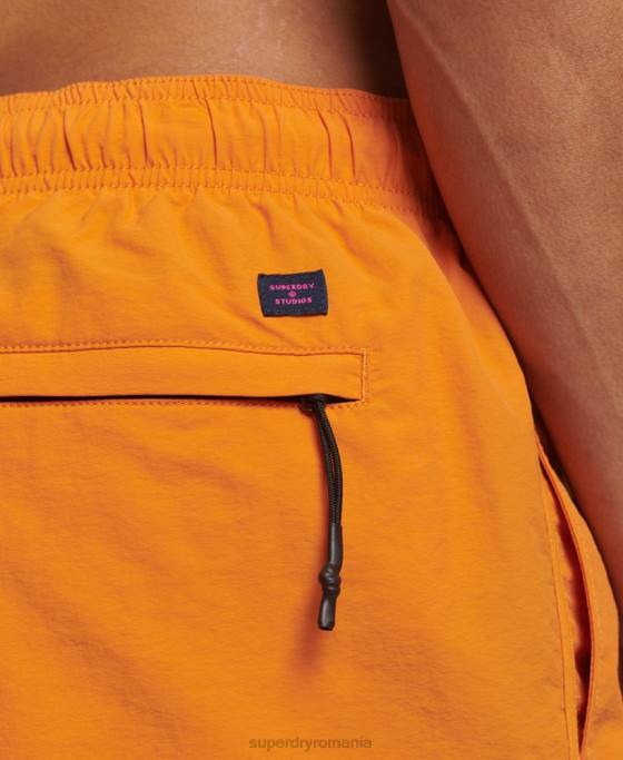 Superdry pantaloni scurți de baie reciclați îmbrăcăminte portocale bărbați JX0Z102