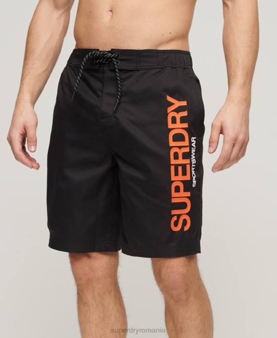 Superdry pantaloni scurți de bord reciclați îmbrăcăminte sport îmbrăcăminte negru bărbați JX0Z57